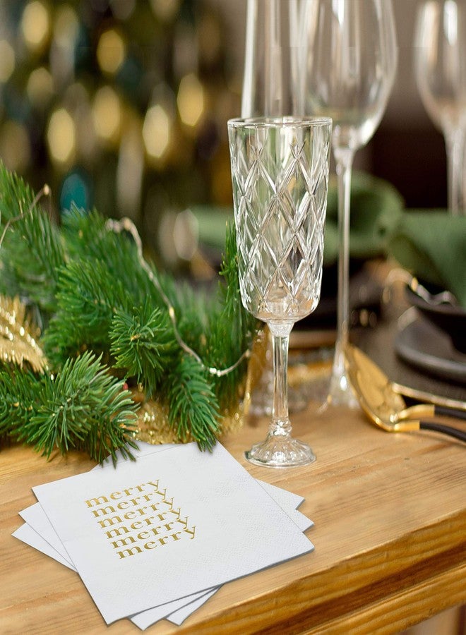 Sunshine Supply Merry Christmas Cocktail Napkins - Gold Foil 3-Ply Disposable Holiday Napkins for Christmas Parties, Holiday Hosting and Festive Cocktail Bars - Image 3